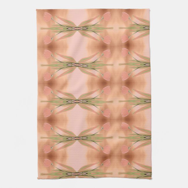Serviette rose avec tulipes (Vertical)
