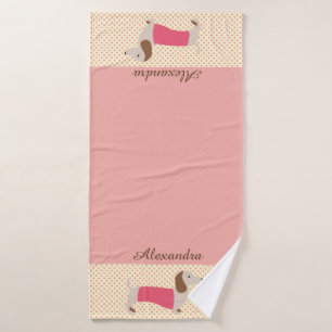 Serviette rose Dachshund Customisée Doxie