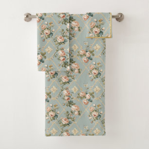 Serviette rose Jardin Jardin Jeu Turquoise Blanc V