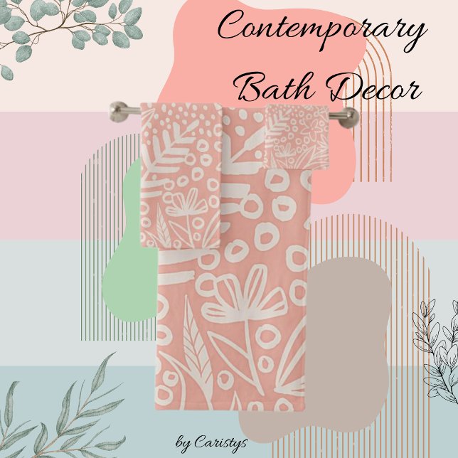 Serviette Rose Pâle et Blanche Formes Contemporain (Créateur téléchargé)