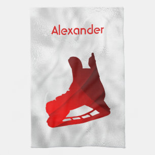 Serviette rouge de raie de hockey sur glace