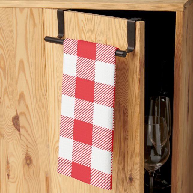 Serviette Rouge et Blanche à Carreaux de Luxe (Pliage en tiers)