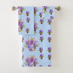 Serviette Shabby Chic Blue Pansy Floral Polka Dot