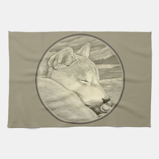 Serviette Shiba Inu Amoureux des chiens Art Tea Se (Horizontal)