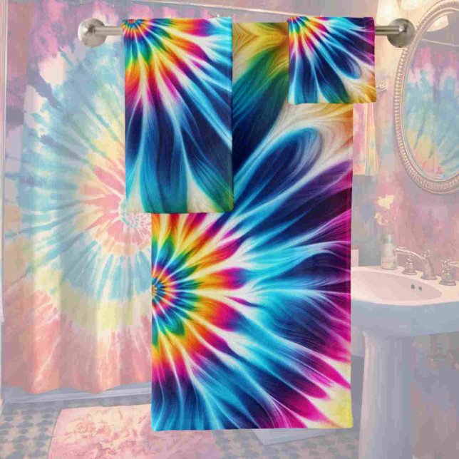 Serviette Tie-Dye Arc-en-Ciel Psychedélique (Créateur téléchargé)