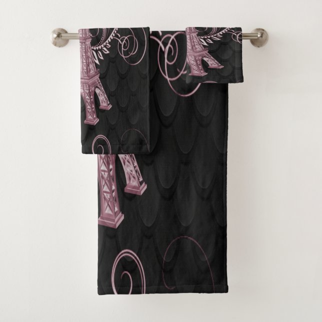 Serviette Tour Eiffel Rose Floral (En situation)