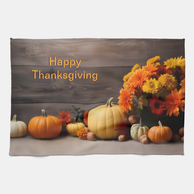 Serviette traditionnelle de cuisine Thanksgiving (Horizontal)
