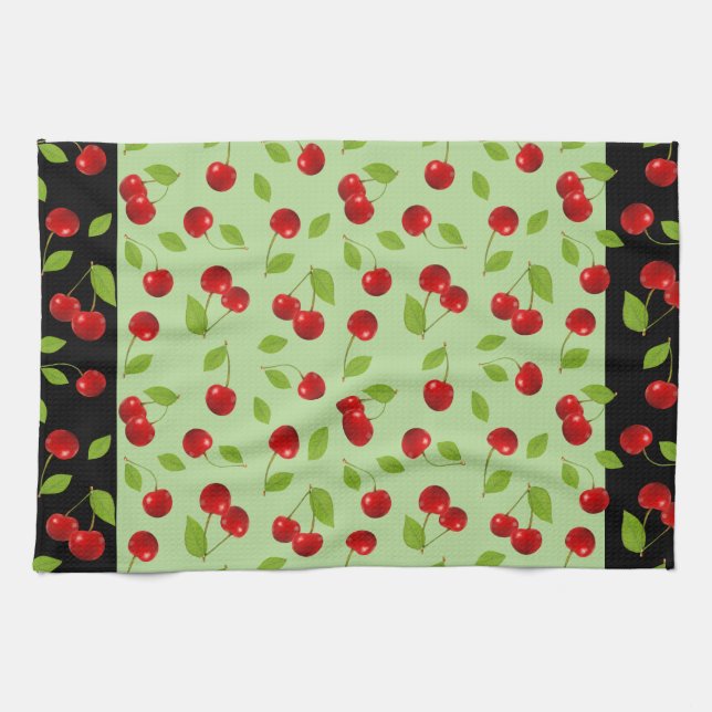 Serviette très cerise - en vert (Horizontal)