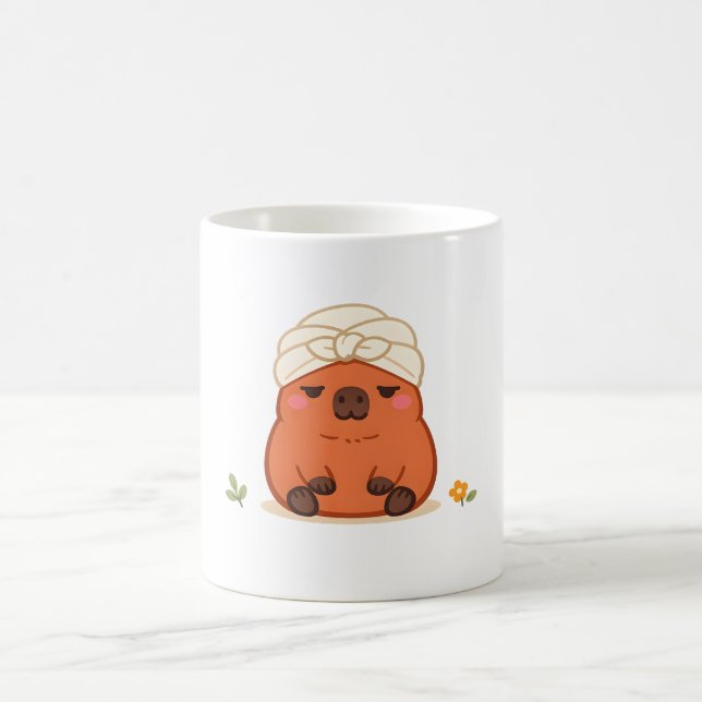 Serviette Turban de Spa pour Capybara Mignon Mug (Centre)