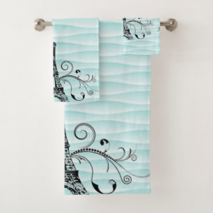 Serviette turquoise Eiffel Savoureux Ensemble de s