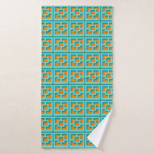 Serviette Turquoise rétro et Trellis orange