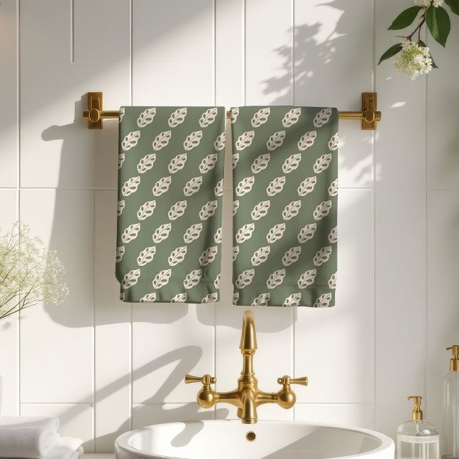Serviette Vert Pastel Groovy Floral Confort 70s (Pastel Green Towel Groovy 70s Floral Comfort)