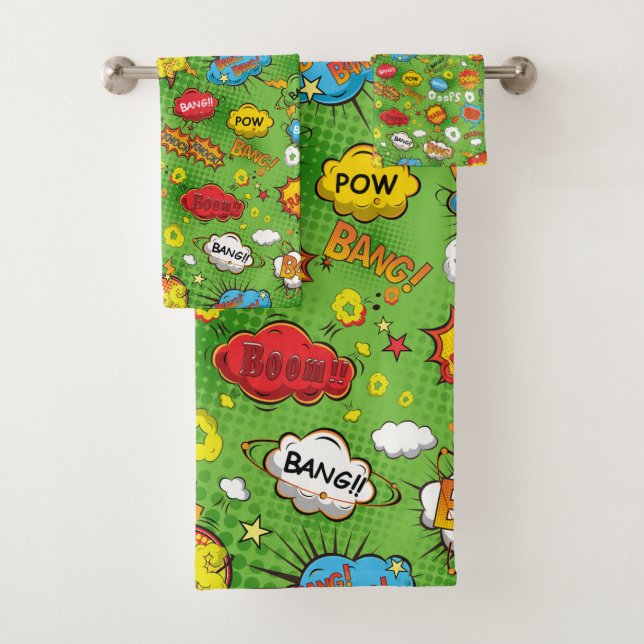Serviette verte de bande dessinée (En situation)