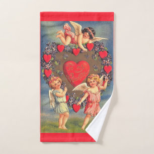 Serviette vintage de la Saint-Valentin Cœurs et Ch