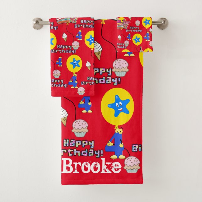 Serviettes, #4 Joyeux 4e anniversaire Rouge (En situation)