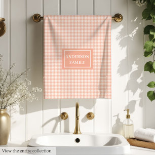Serviettes à carreaux minimalistes, accent de cora