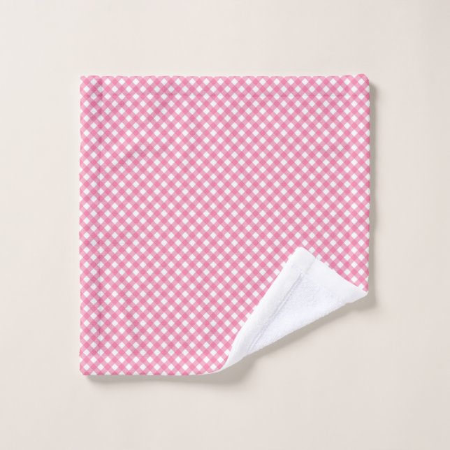 Serviettes à carreaux rose et blanc (Gant de toilette)