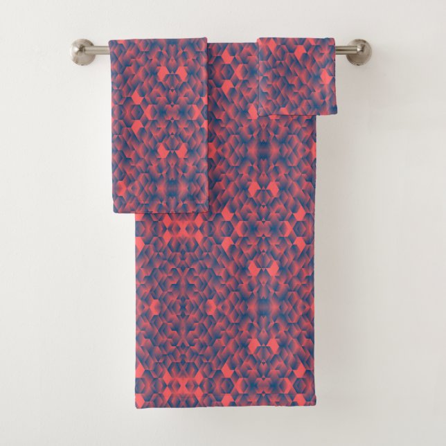 Serviettes à motifs géométriques avec un rouge vib (En situation)
