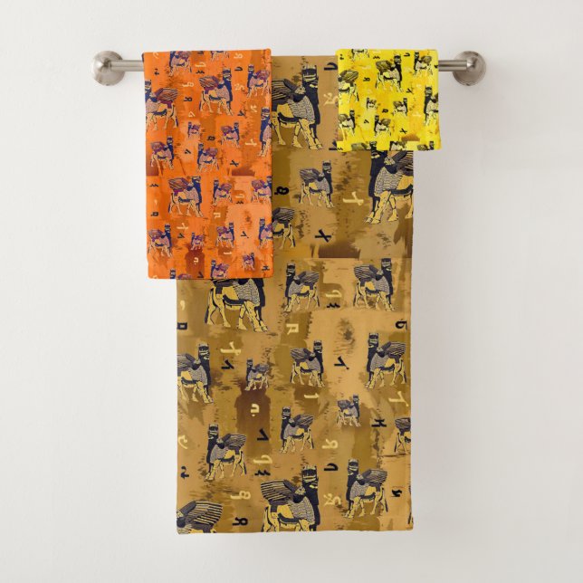Serviettes Assyriennes Lamassu & Alphabet (En situation)