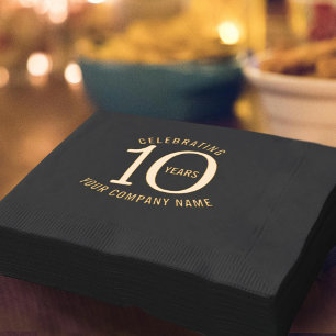 Serviettes Avec Dorure 10 ans entreprise fête anniversaire entreprise