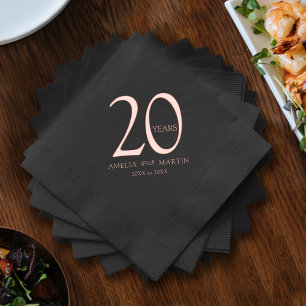 Serviettes Avec Dorure 20 ans 20e anniversaire mariage nom et dates
