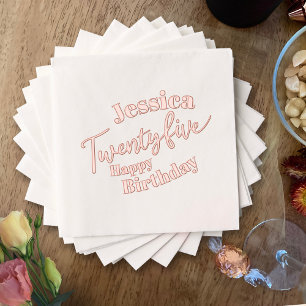 Serviettes Avec Dorure 25e fête d'anniversaire Vingt-cinq script rose or