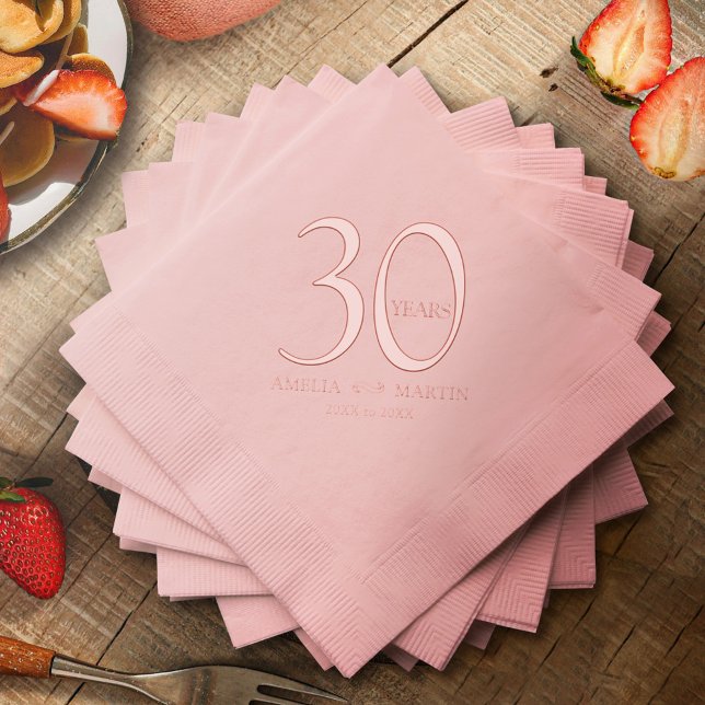 Serviettes Avec Dorure 30 ans 30e anniversaire du mariage nom et dates (Créateur téléchargé)