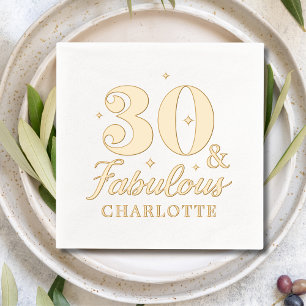 Serviettes Avec Dorure 30 & Fabuleux trentième anniversaire Nom personnal