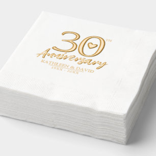 Serviettes Avec Dorure 30e anniversaire mariage coeur personnalisé graphi