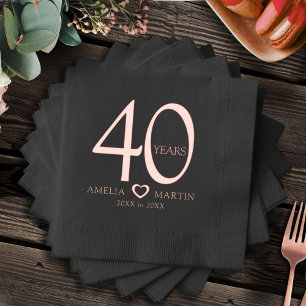 Serviettes Avec Dorure 40 ans 40e anniversaire du mariage date du nom coe
