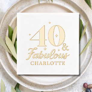 Serviettes Avec Dorure 40 ans & Fabuleux Anniversaire de 40 ans Nom Fête