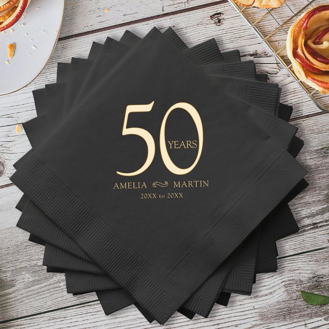 Serviettes Avec Dorure 50 ans 50e anniversaire du mariage nom et dates (Créateur téléchargé)
