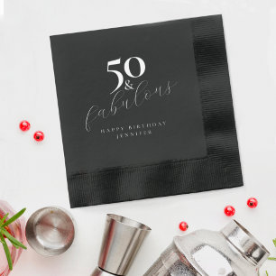 Serviettes Avec Dorure 50 et Fabulous Black 50th Birthday Party