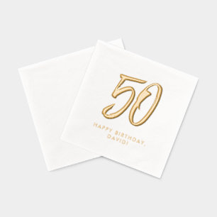 Serviettes Avec Dorure 50e anniversaire chic moderne doré personnalisé