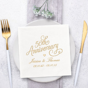 Serviettes Avec Dorure 50e anniversaire de mariage