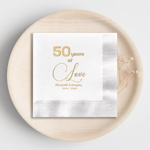 Serviettes Avec Dorure 50e anniversaire Mariage 50 ans d'amour