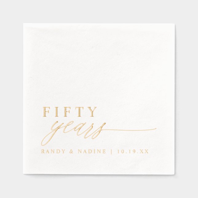 Serviettes Avec Dorure 50th Wedding Anniversary Napkins Elegant Gold (Recto)