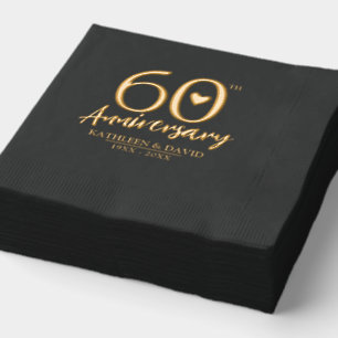 Serviettes Avec Dorure 60e anniversaire de mariage coeur personnalisé gra