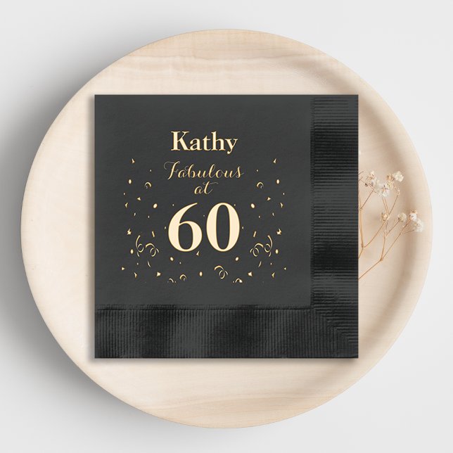 Serviettes Avec Dorure 60e anniversaire Fabuleux à 60 (Créateur téléchargé)