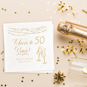 Serviettes Avec Dorure À la fête d'anniversaire de mariage de 50 ans