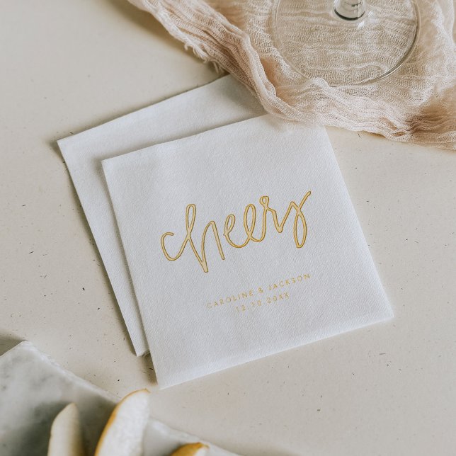 Serviettes Avec Dorure Accueil personnalisé (Hand-Lettered Cheers Personalized Foil Napkins)