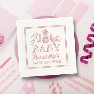Serviettes Avec Dorure Aloha Baby Baby shower d'ananas tropical