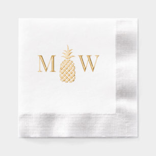 Serviettes Avec Dorure Ananas #11 Couple 2 Monogramme initial