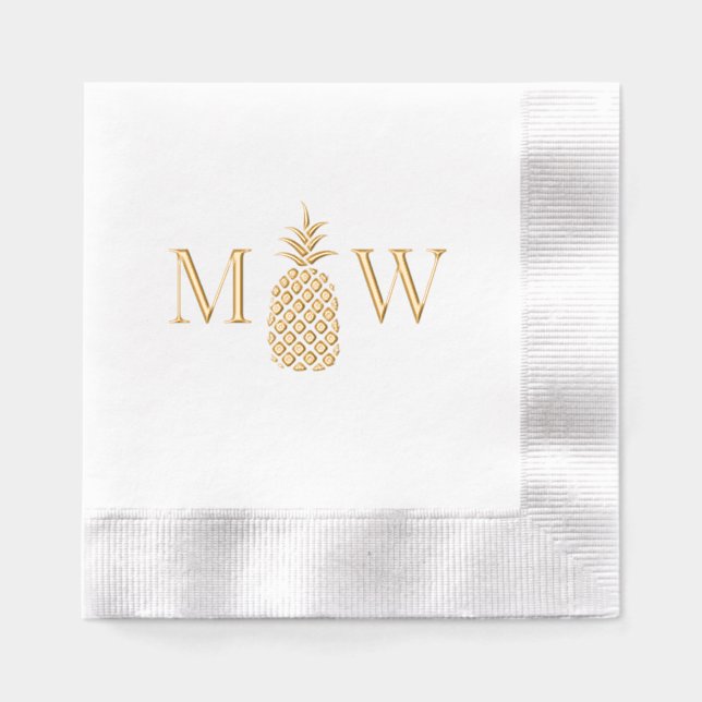 Serviettes Avec Dorure Ananas #11 Couple 2 Monogramme initial (Recto)