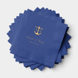 Serviettes Avec Dorure Ancre de mariage nautique monogramme