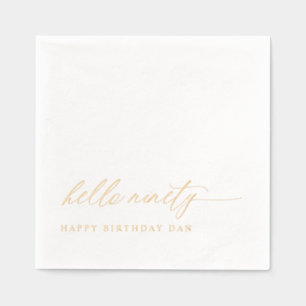 Serviettes Avec Dorure Anniversaire 90 ans Élégant Moderne Bonjour Quatre