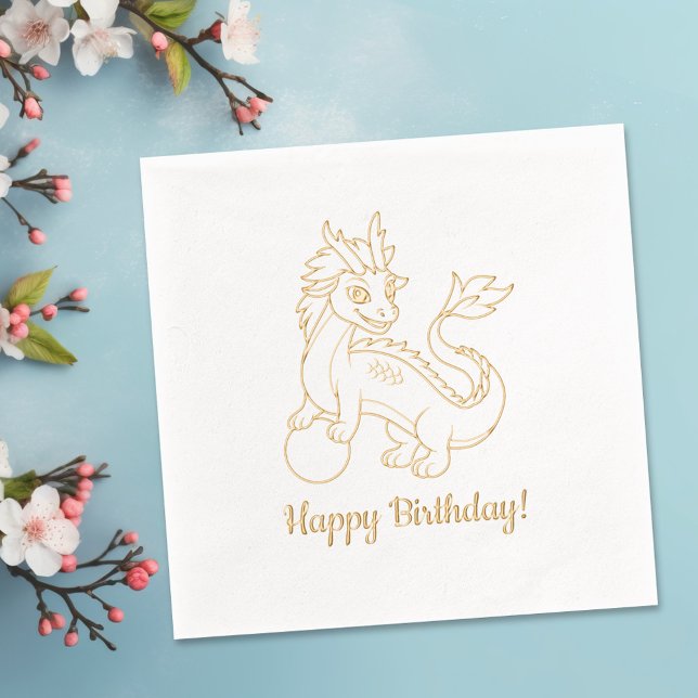 Serviettes Avec Dorure Anniversaire de l'année du Dragon (Créateur téléchargé)