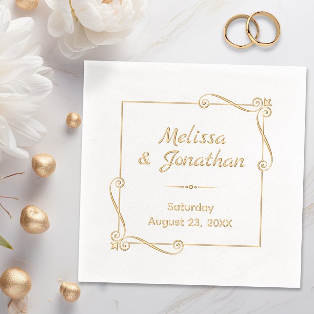 Serviettes Avec Dorure Anniversaire du Mariage Carré de cadre de coin (Créateur téléchargé)