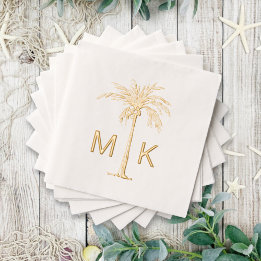 Serviettes Avec Dorure Arbre de palmier tropical personnalisé avec monogr
