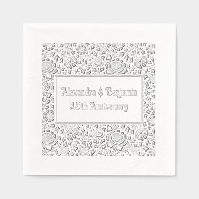 Serviettes Avec Dorure Arrière-plan floral #2 pour toute occasion 50e ann (Recto)